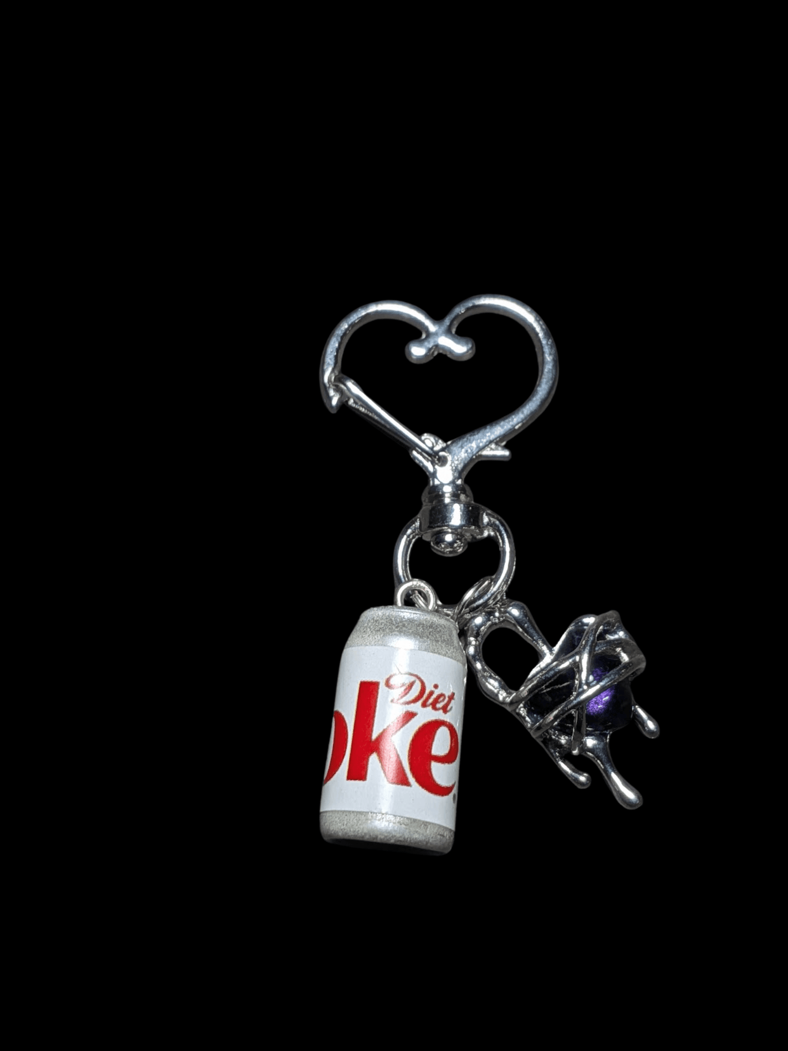 Diet Coke Caged Heart Keychain