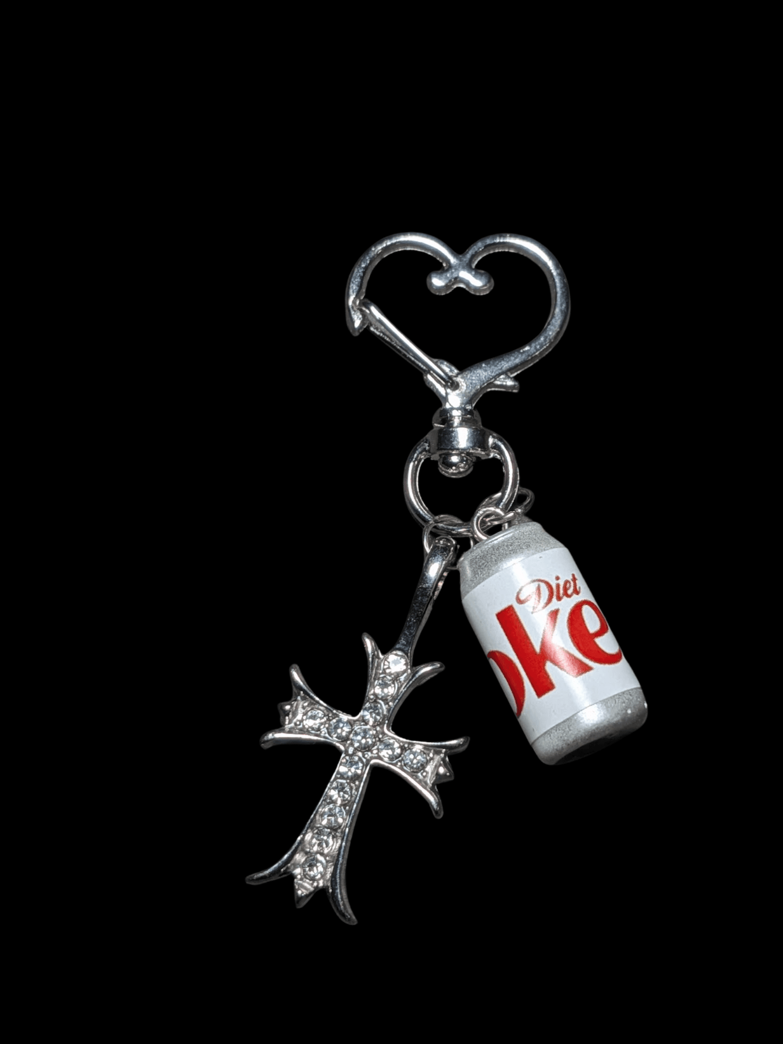Diet Coke Crystal Cross Keychain