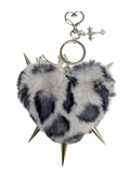 Goth Spike Grey Leopard Print Keychain