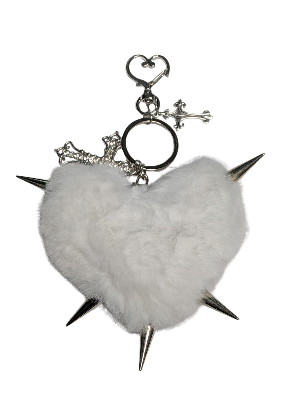 Goth Spike White Heart Keychain Rare