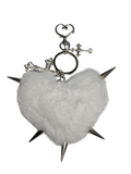 Goth Spike White Heart Keychain Rare