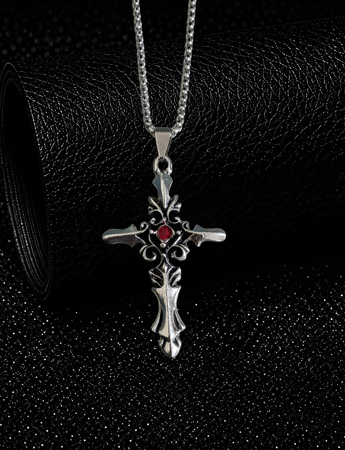 Red Stone CH Cross Pendant Rare